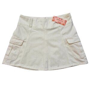 Shein Mod Denim Cargo Skirt Women 30 Ivory Jean Mini Cotton A-Line - NWT